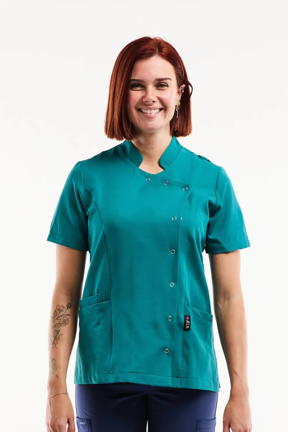 Aelin Aurelia Blouse Médicale Femme Bleu Turquoise Stretch
