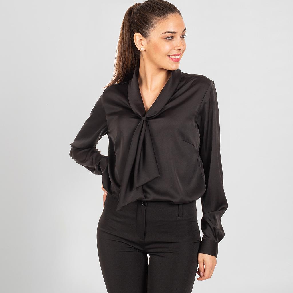 Gary's Oriana blouse satin femme manches longues noire