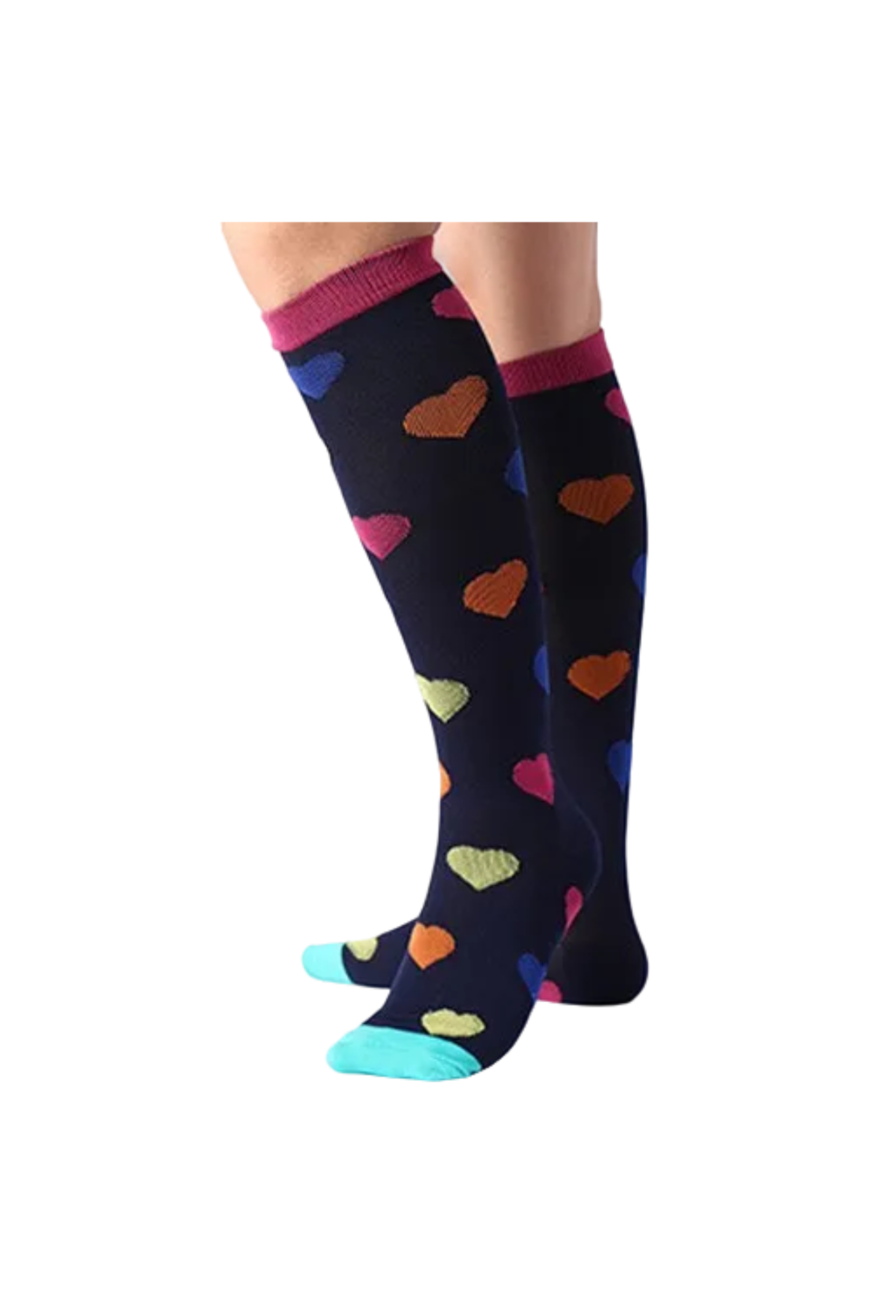 Enfermania Ropa Coeurs chaussettes de compression marine