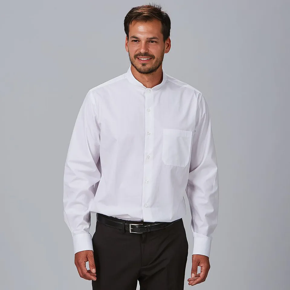 Gary's Shirts chemise homme col mao noire manches longues