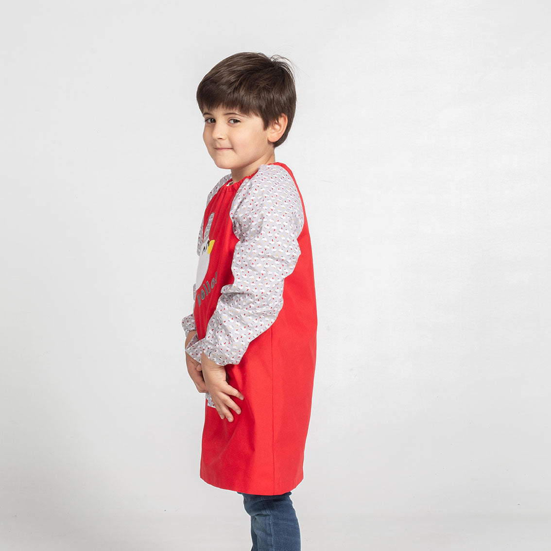 Gary's Polluelo Tablier école enfant rouge manches longues