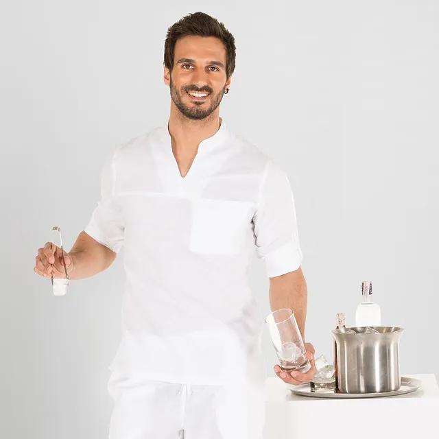 GARY'S Lin chemise homme blanche manches longues lin