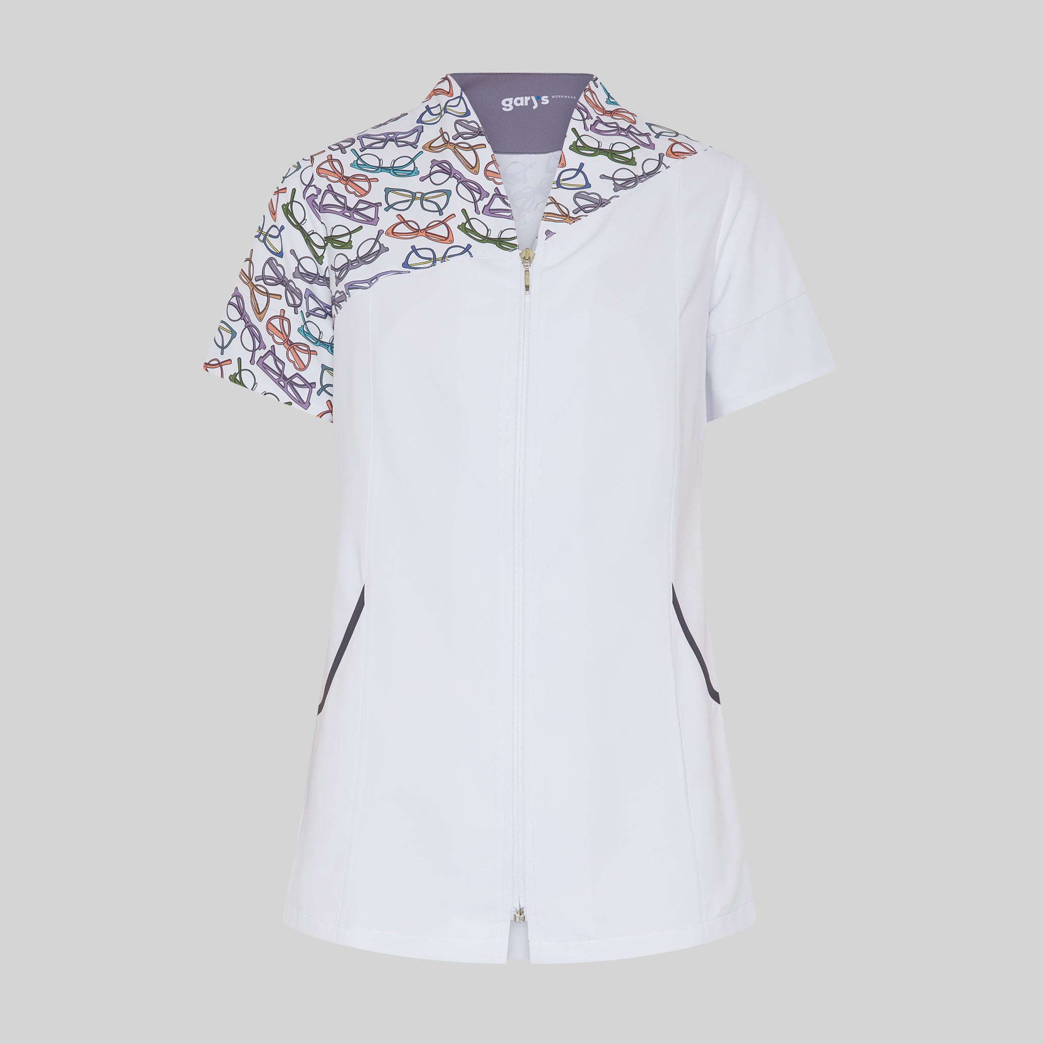 GARY'S Gloria blouse medicale blanche zip XS