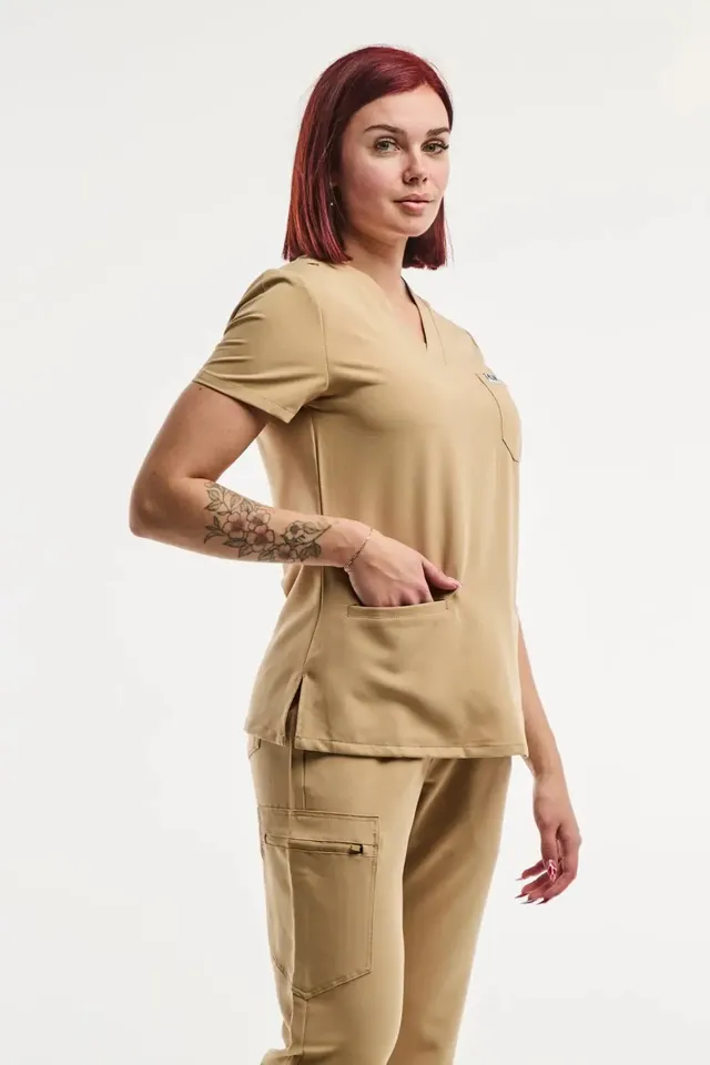 Aelin Paris Tunique médicale femme beige stretch