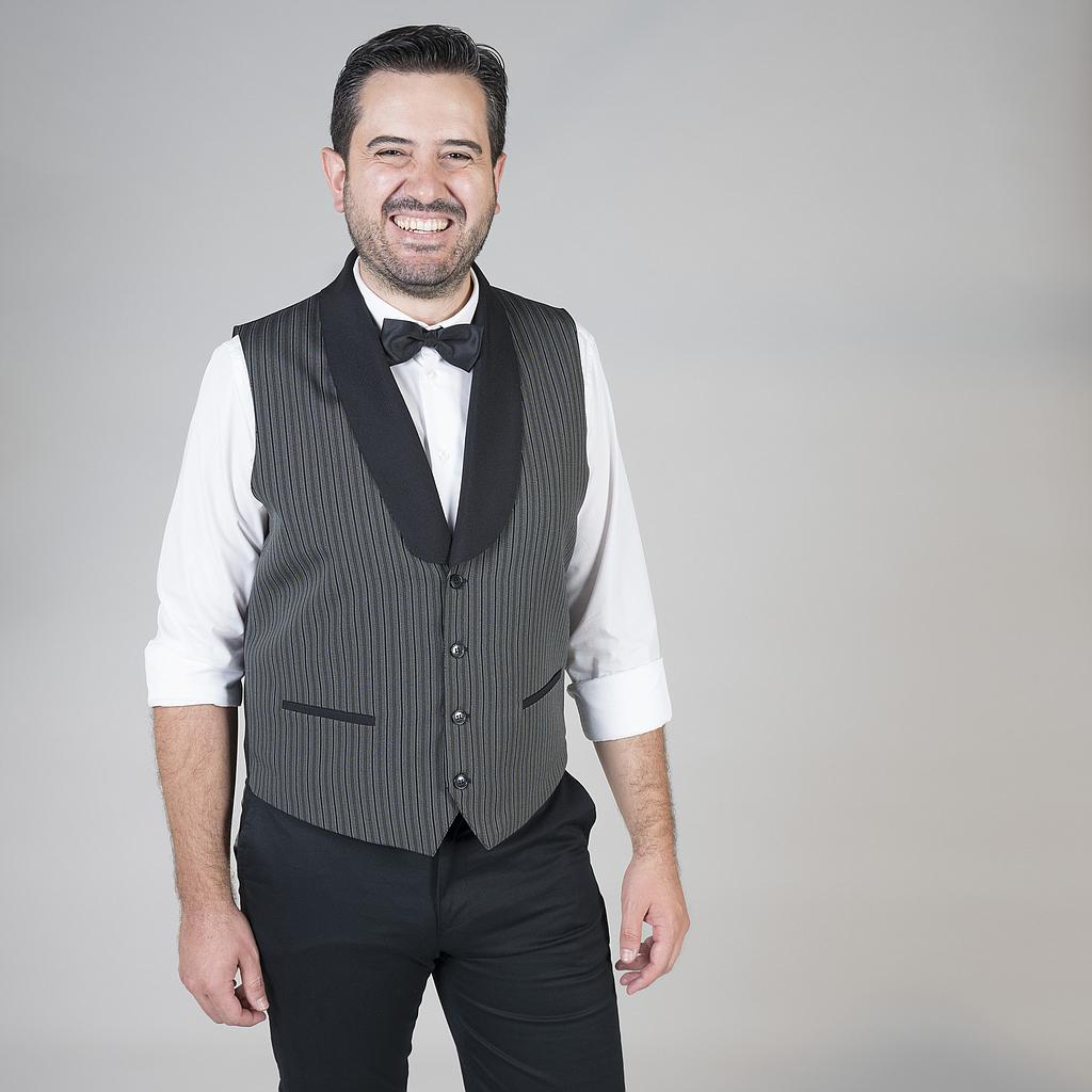 Gary's Campero gilet serveur rayé gris col smoking
