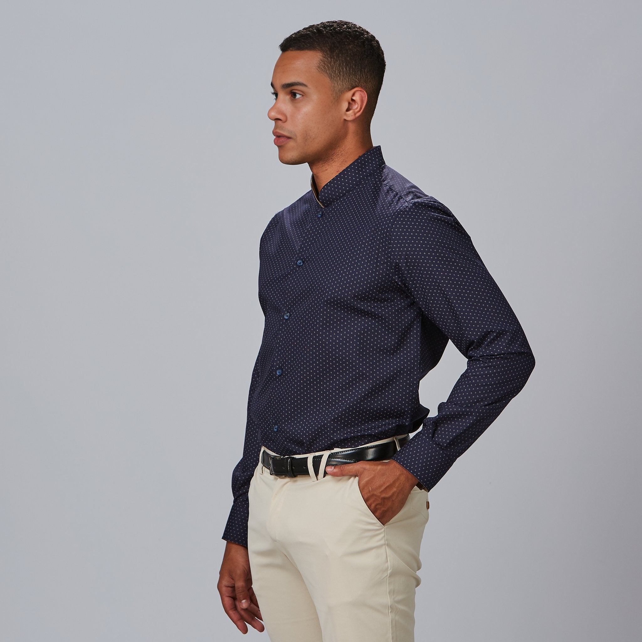 Gary's Orazio 260027 Chemise slim marine pois coton