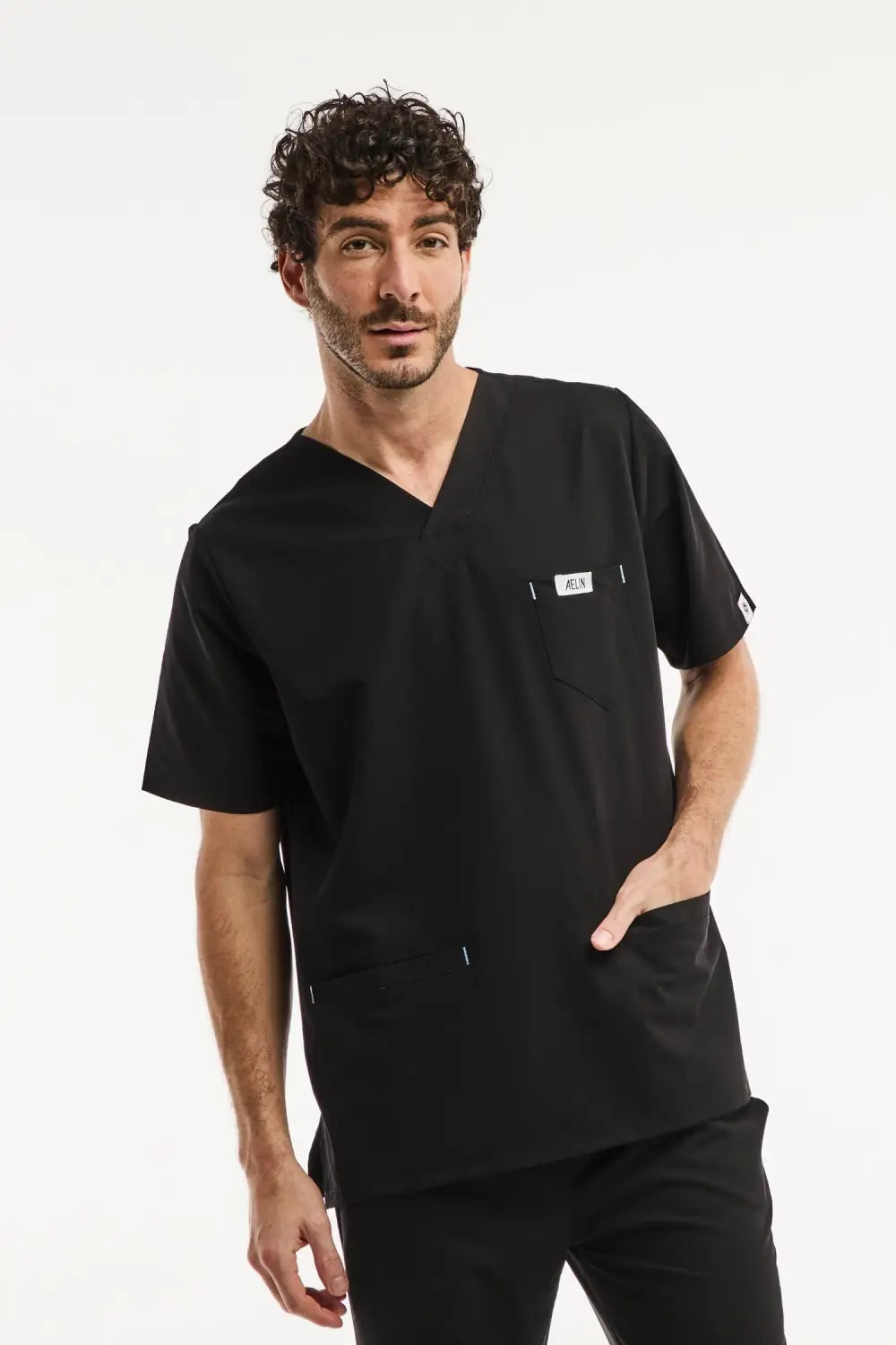 Aelin Slimfit New blouse médicale homme noire stretch