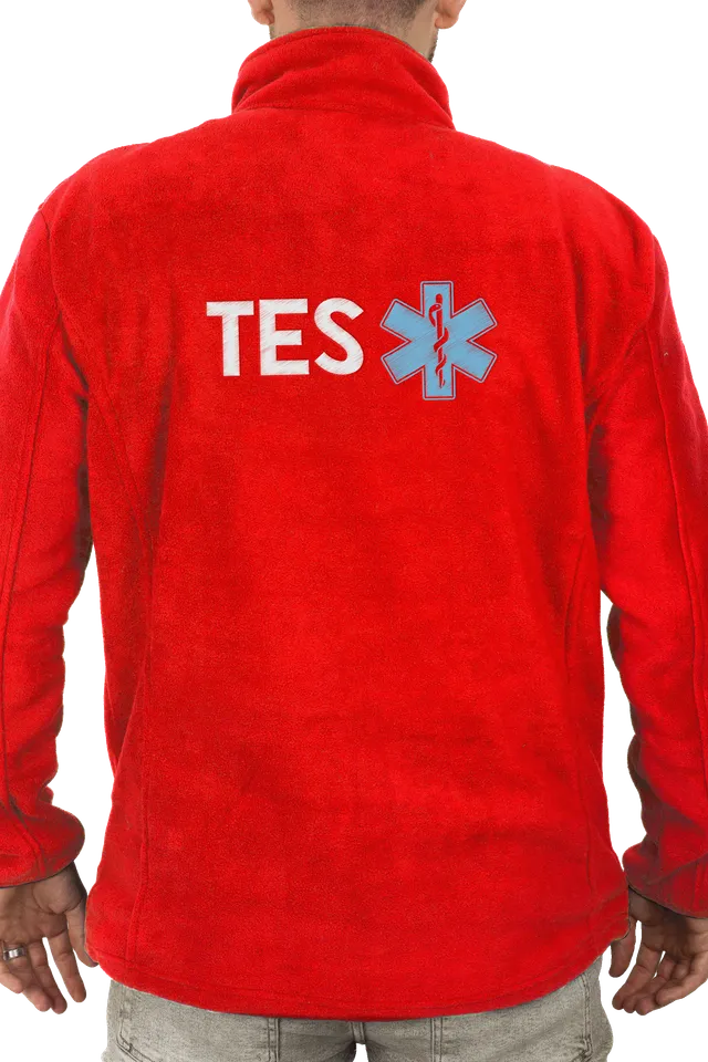 Enfermania Ropa T.E.S veste polaire homme rouge personnalisé