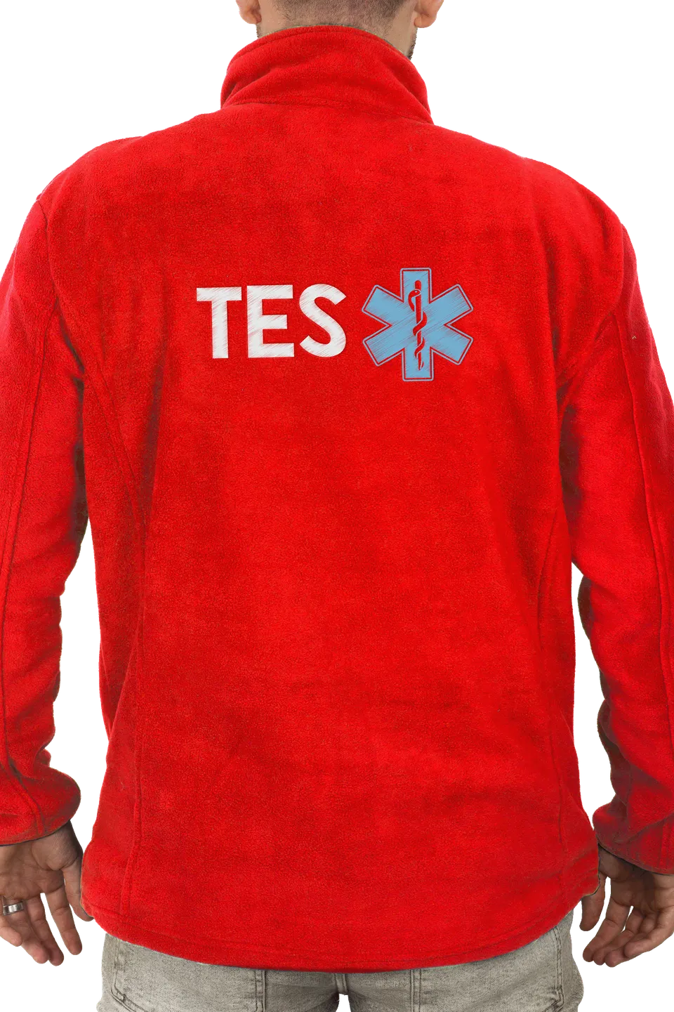 Enfermania Ropa T.E.S veste polaire homme rouge personnalisé