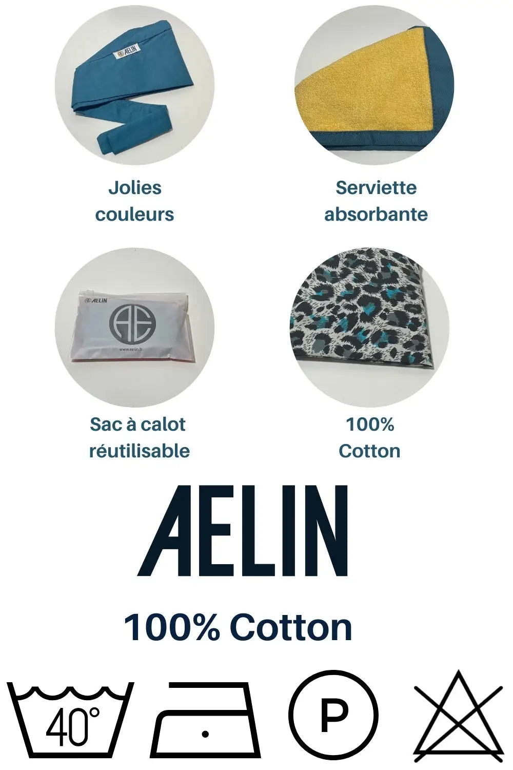 Aelin Paris Calot bloc vert cheveux courts coton