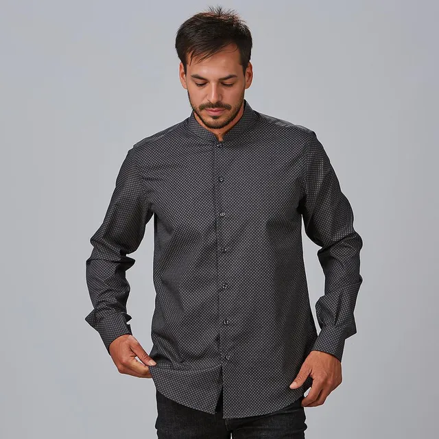 Gary's Leone chemise homme slim gris marengo manches longues