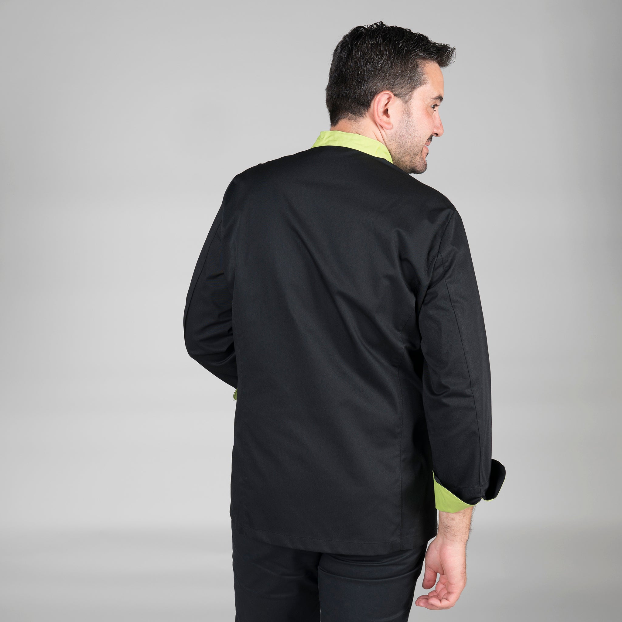 Gary's París veste cuisinier noire pistache manches longues