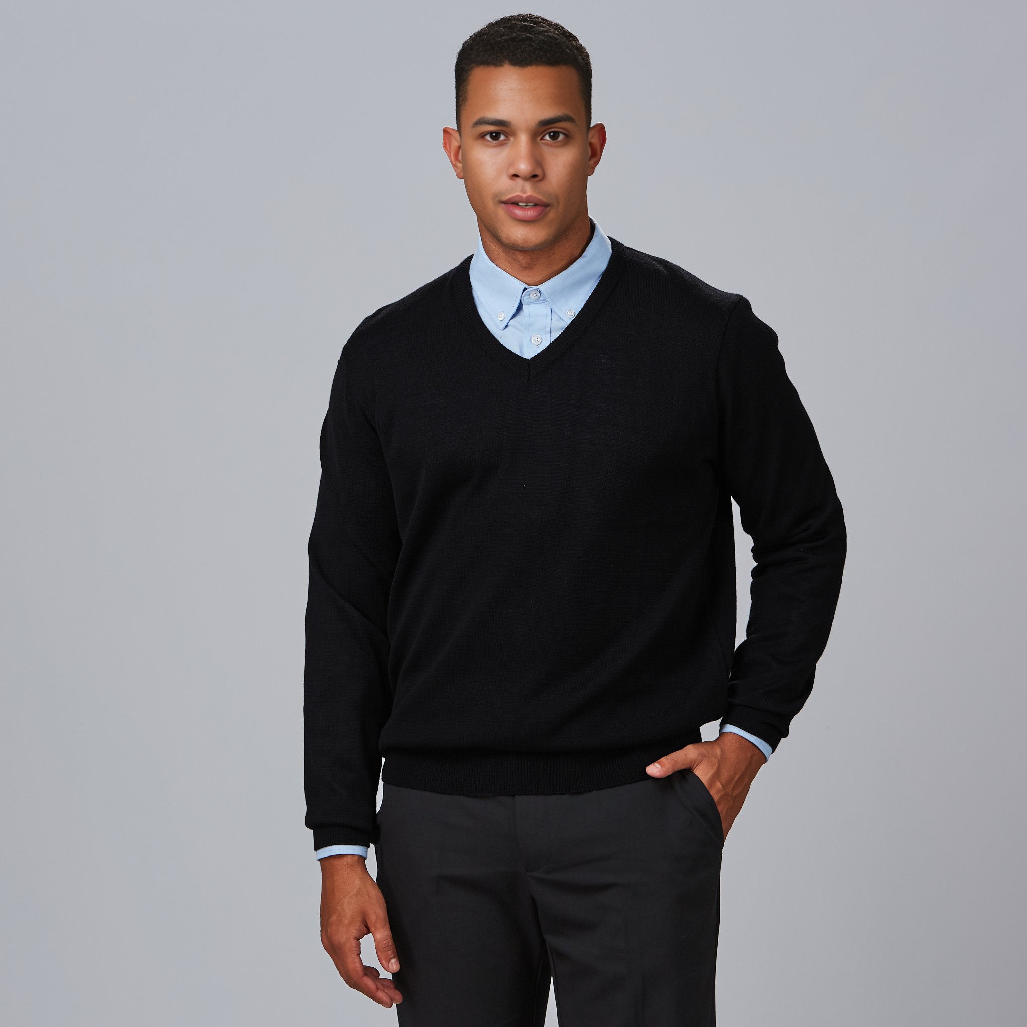 GARY'S Knit MAN'S V-NECK JERSEY pull homme marine laine