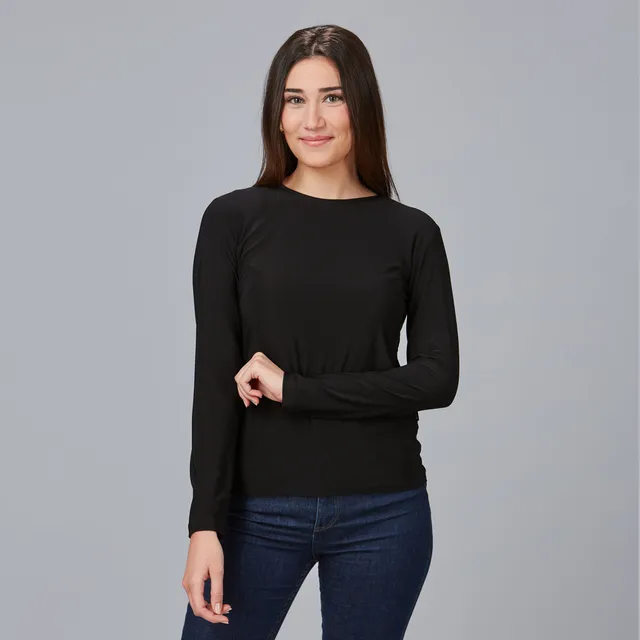 GARY'S Melia t-shirt femme manches longues noir col rond