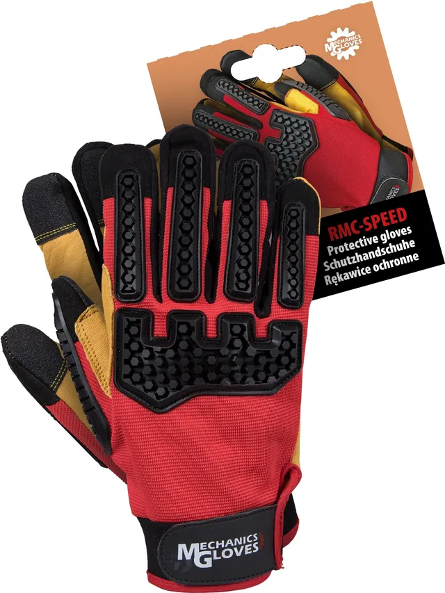 Reis RMC-Speed gants de protection cuir rouge-noir XL