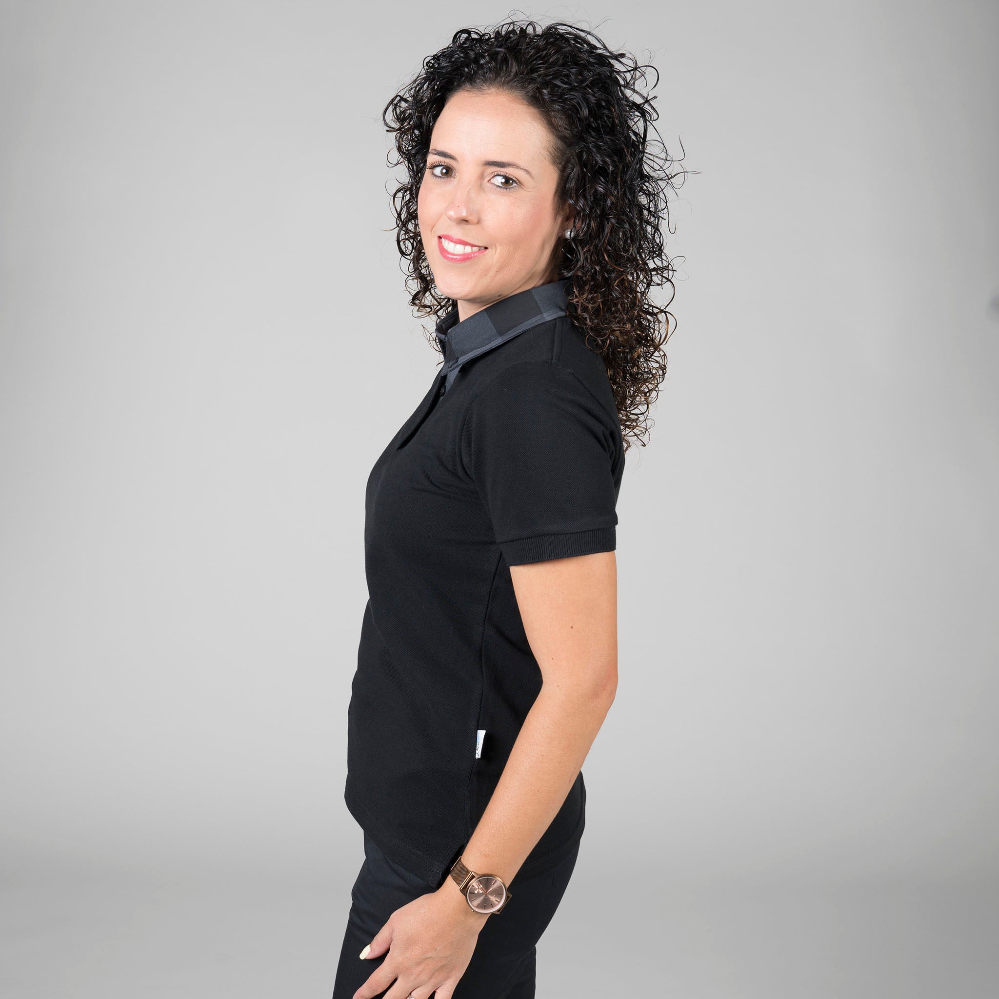 Gary's polo femme noir manche courte slim