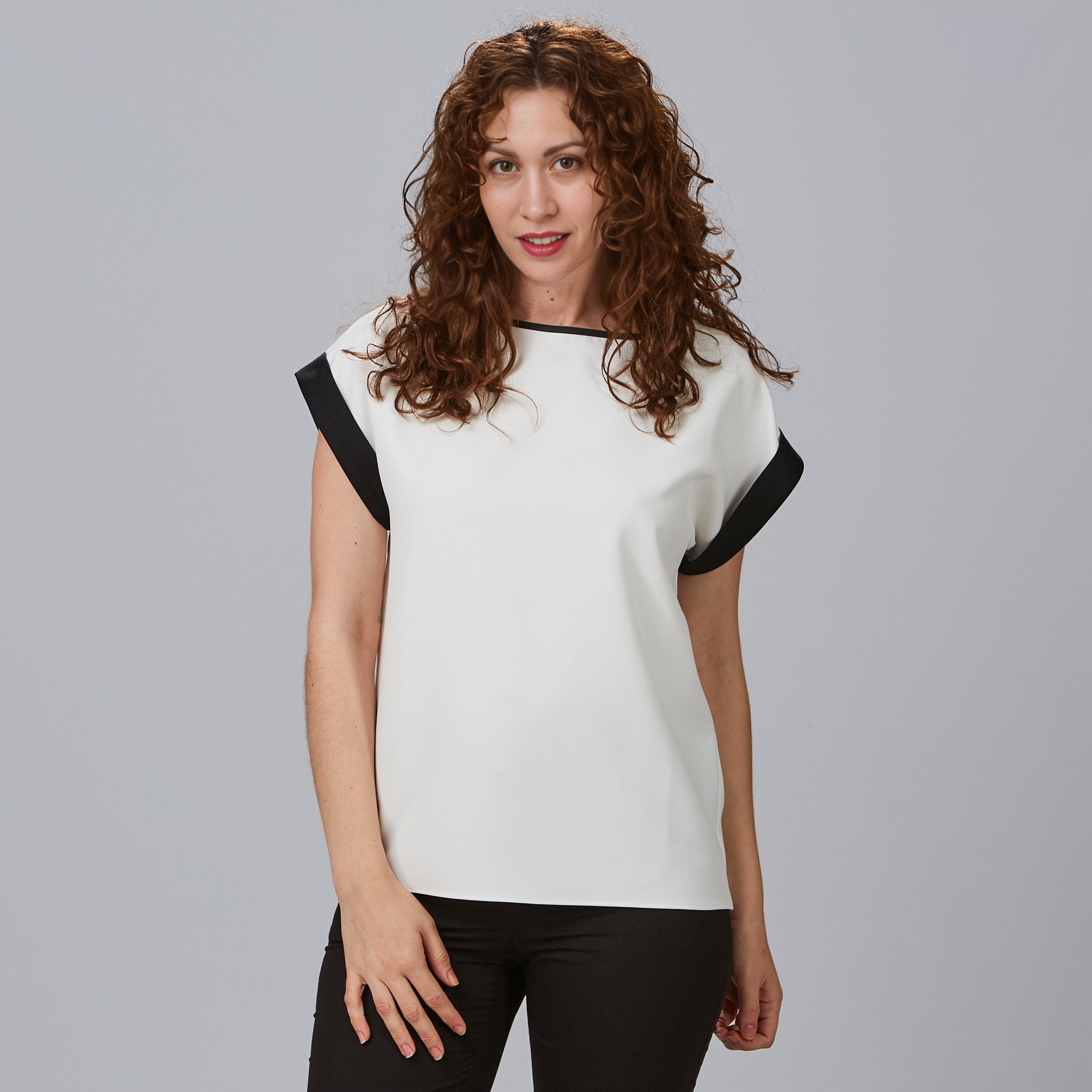Gary's blouse travail femme blanche crêpe manches courtes