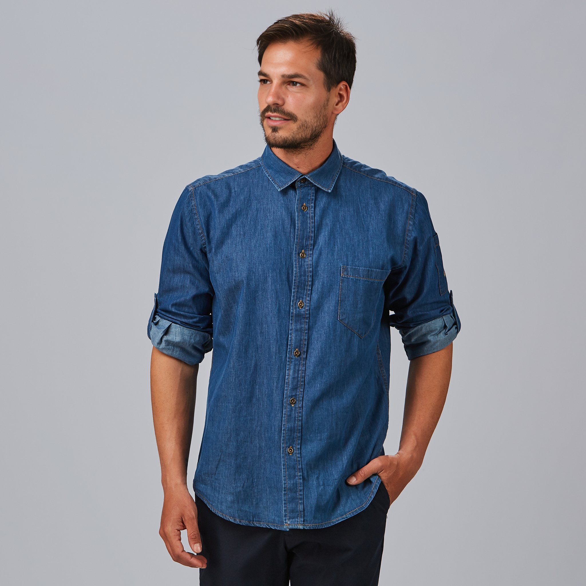 Gary's Mattia Chemise Homme Denim Slim Manches Longues