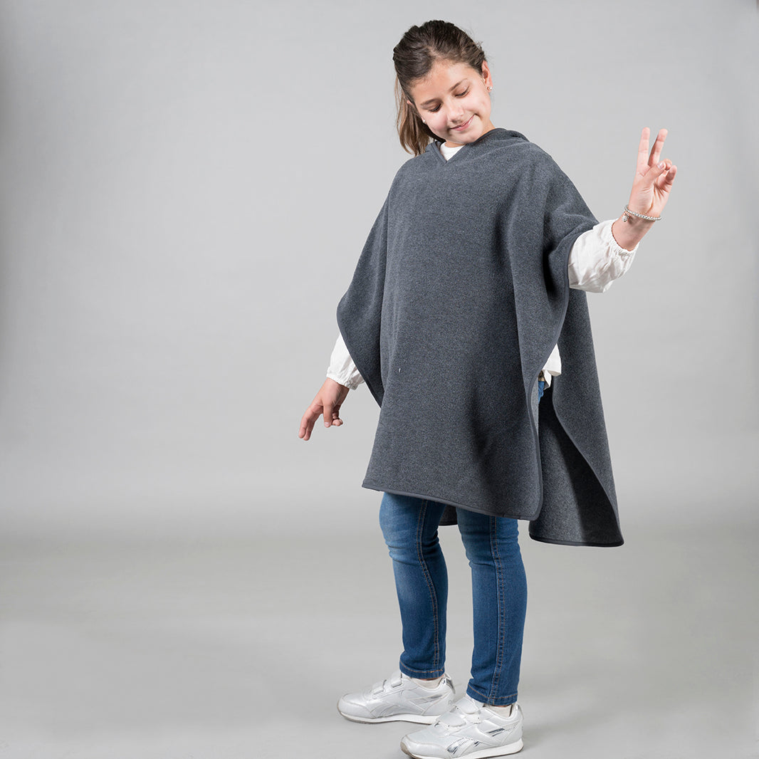 GARY'S Poncho polaire enfant marine à capuche
