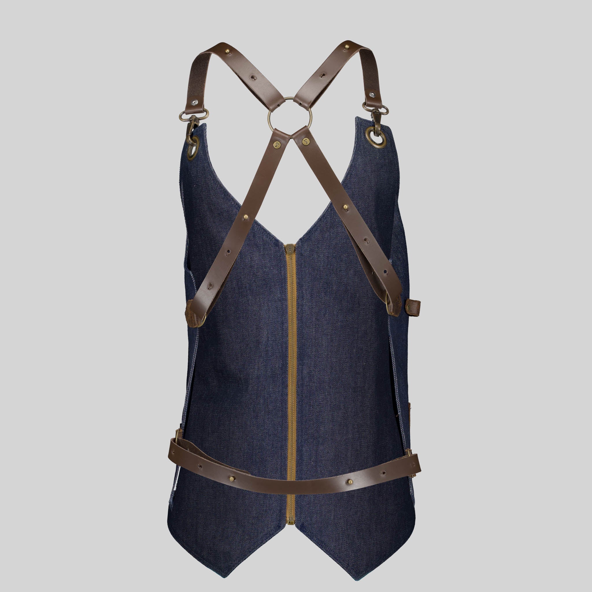 GARY'S Kurume Gilet de Travail Marine - Denim et Cuir