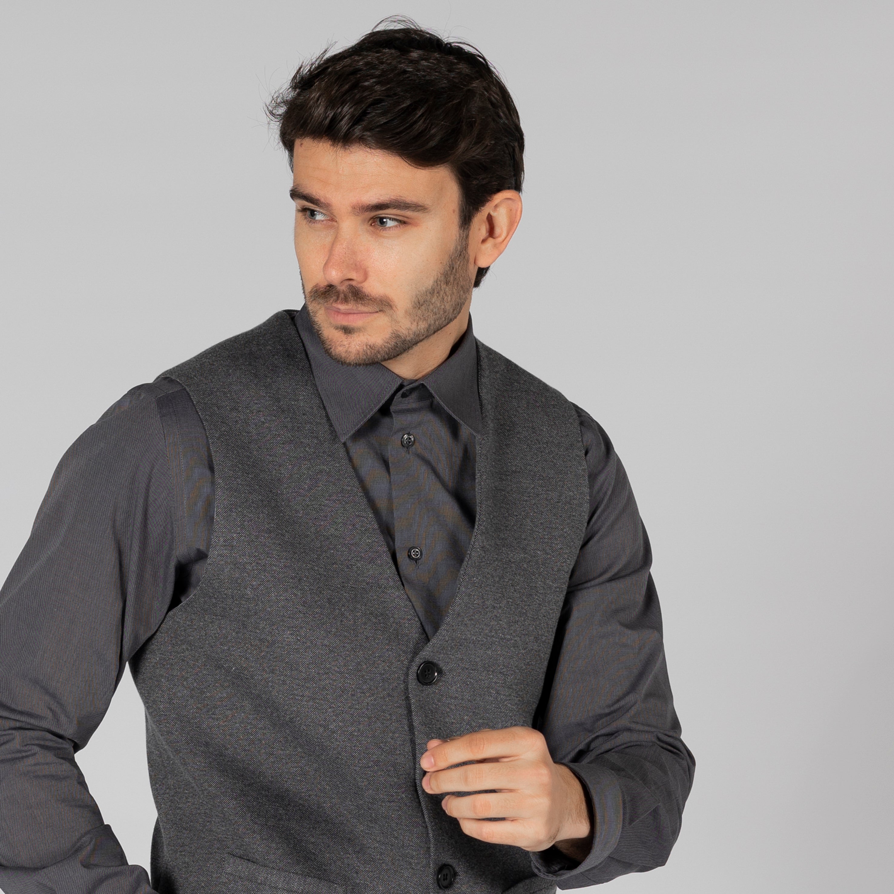 GARY'S Gilet Homme Gris Marengo Laine