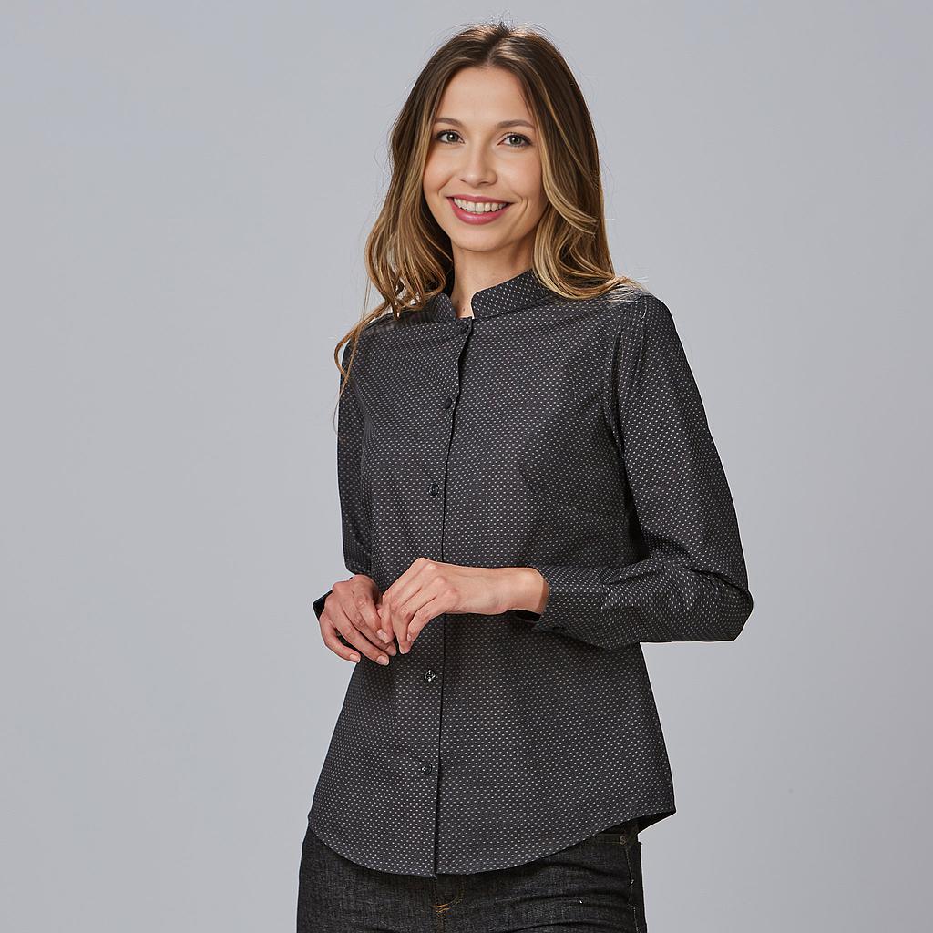 GARY'S Greta chemise femme col mao grise imprimée