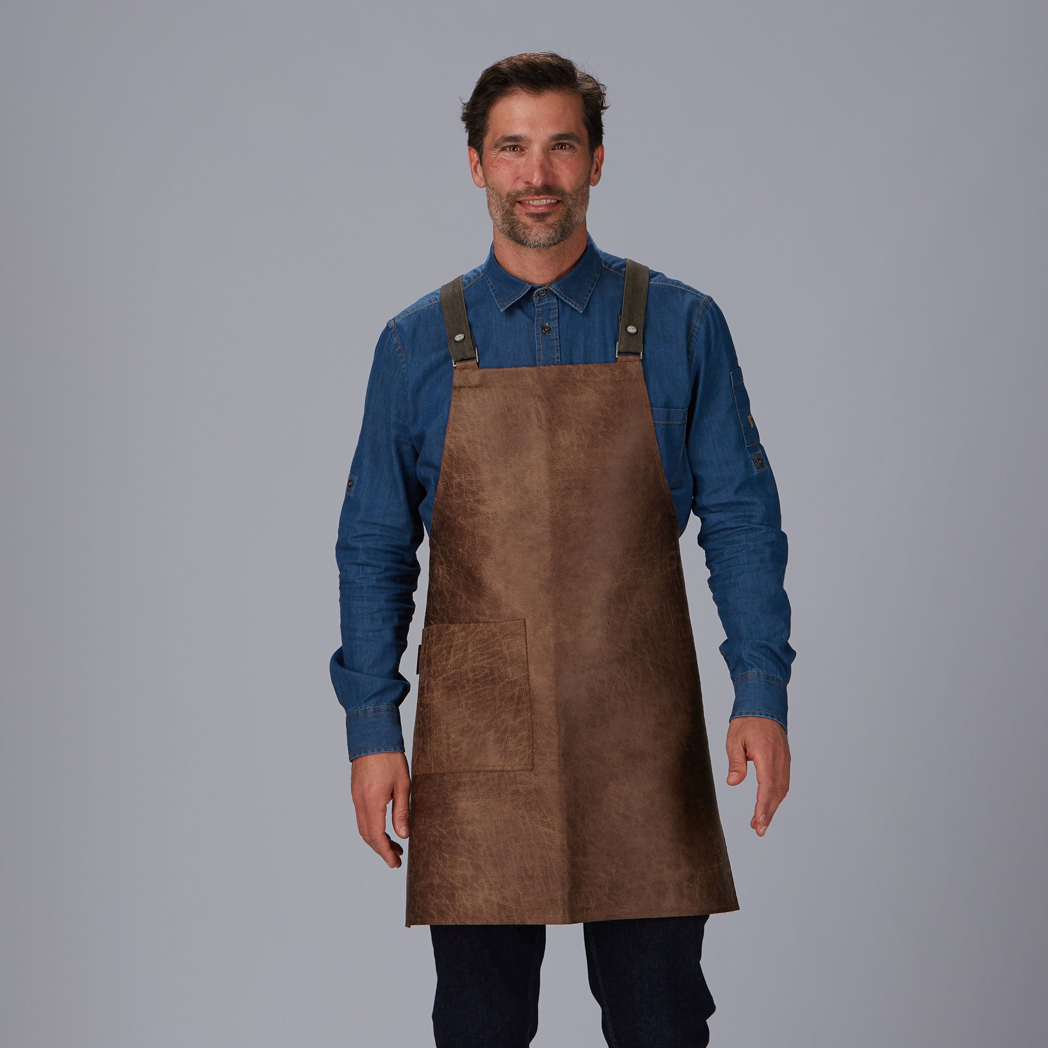 GARY'S Arabia tablier bavette cuir recyclé 74x70 cm noir