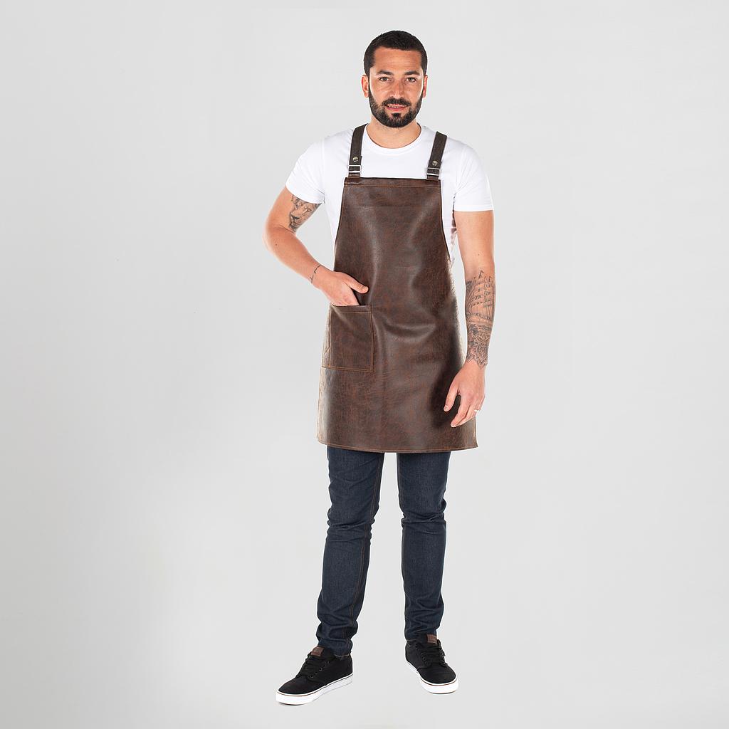 GARY'S Arabia tablier bavette cuir recyclé 74x70 cm noir