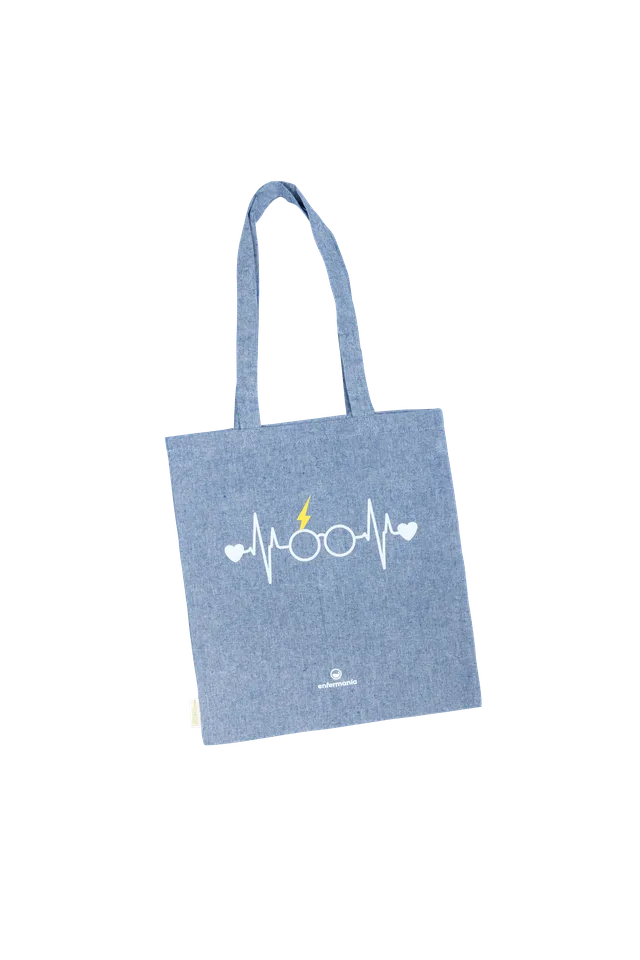 Enfermania Bolsas Tote bag bleu bicolore coton recyclé