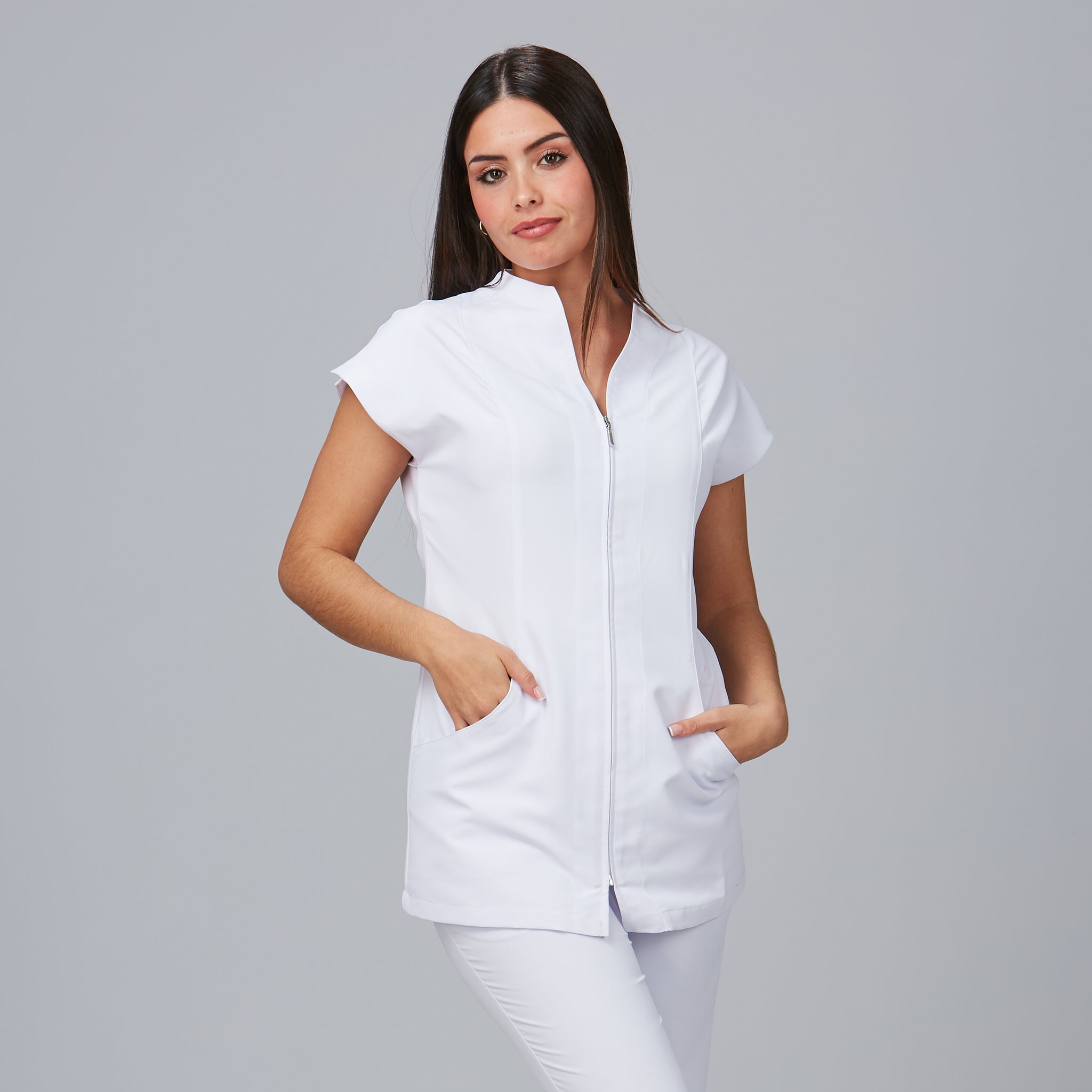 Gary's Corcega Blouse Médicale Femme Blanc Microfibre