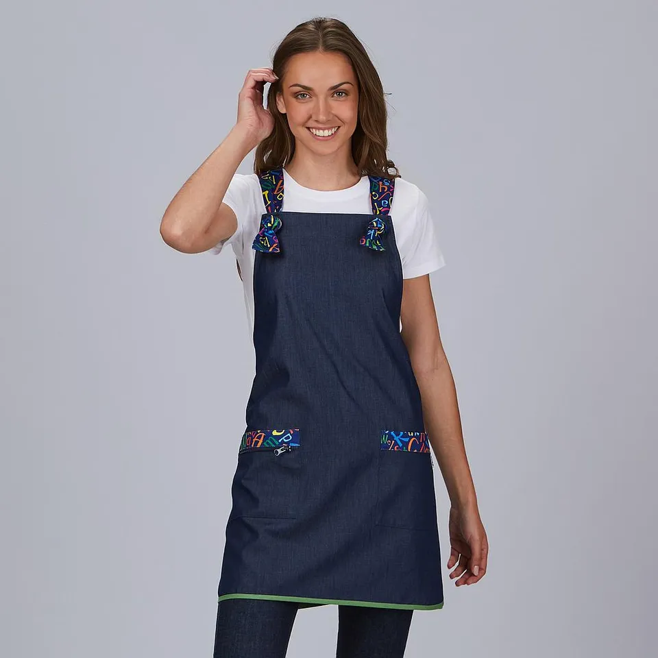 Gary's Letters tablier femme denim bleu taille unique