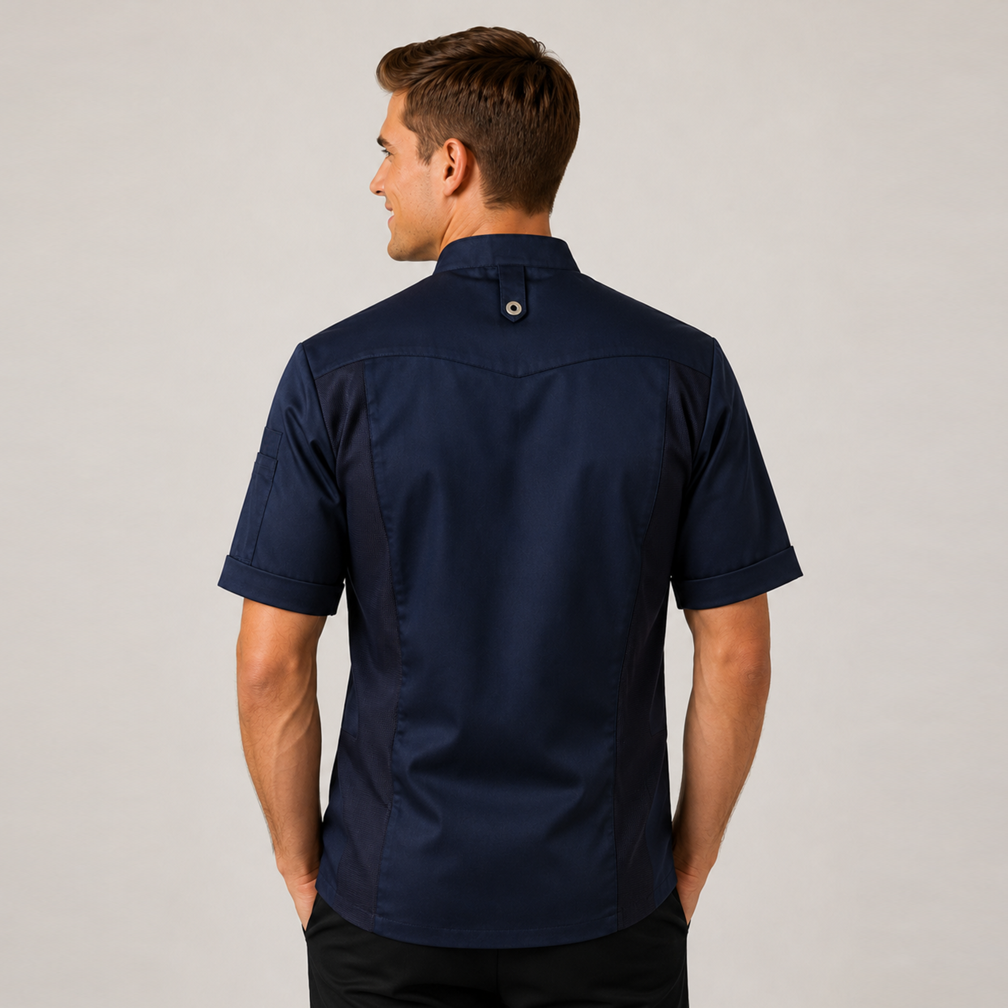 Gary's Sokar Veste Cuisine Unisexe Marine Manches Courtes
