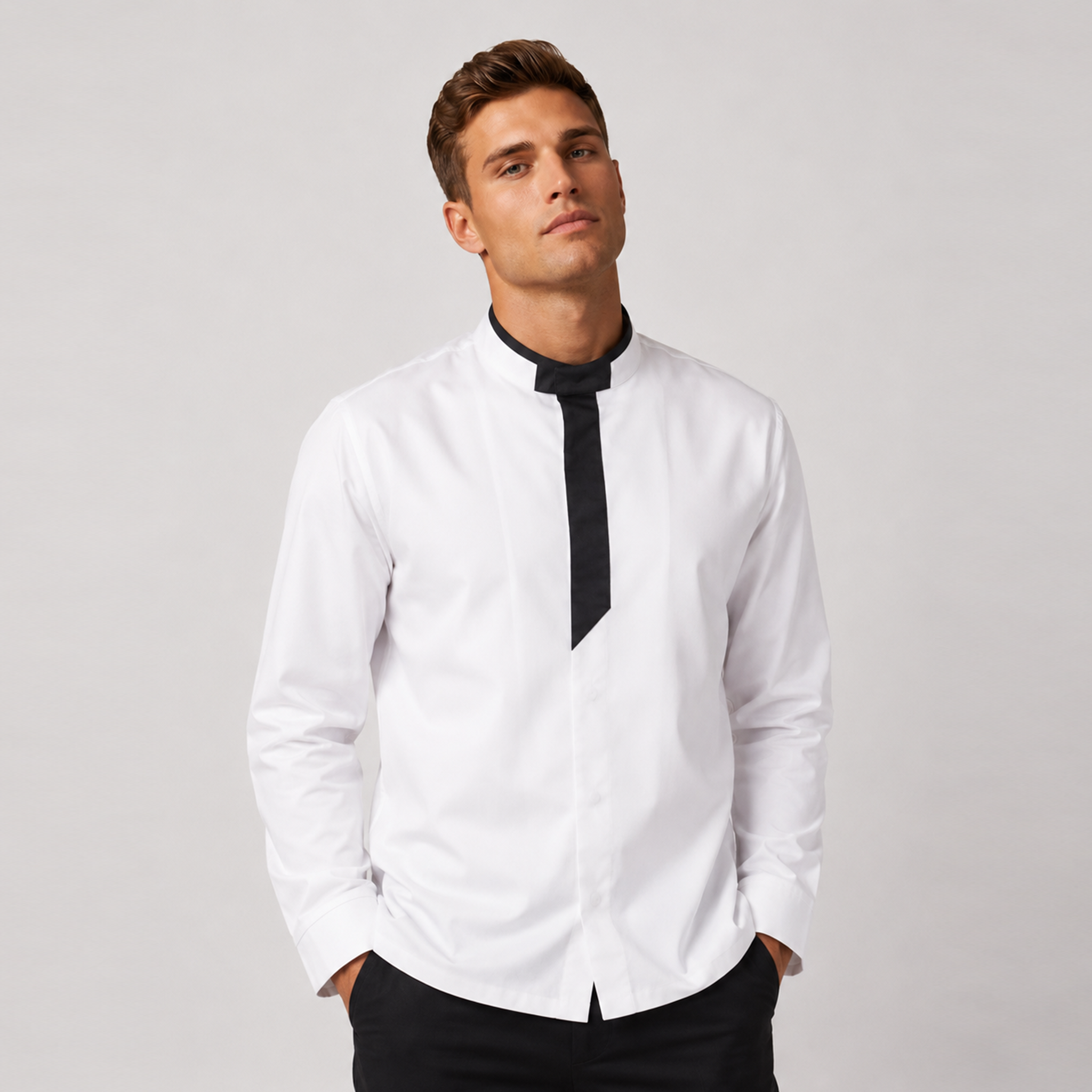 GARY'S Erebo veste cuisine blanche col mao