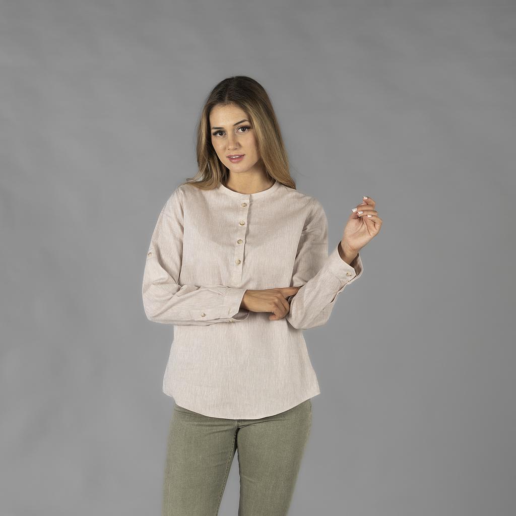GARY'S Kaula chemise femme blanche lin coton col mao