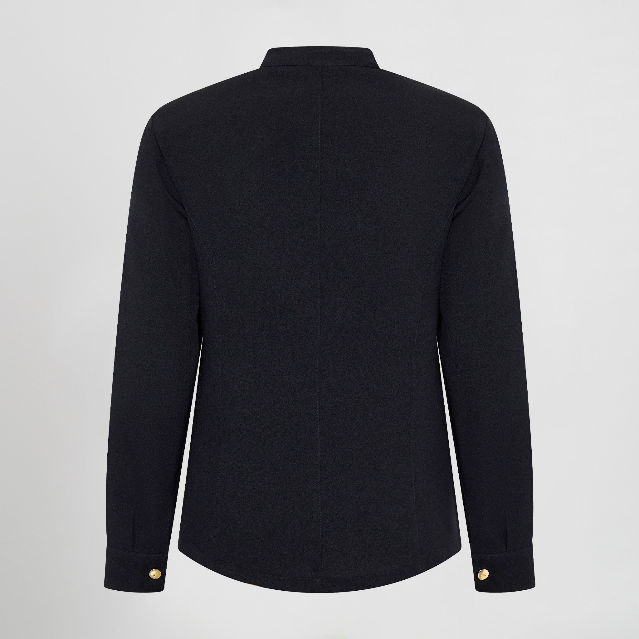 GARY'S Veste Travail Femme Noire Col Mao Boutons Or XS