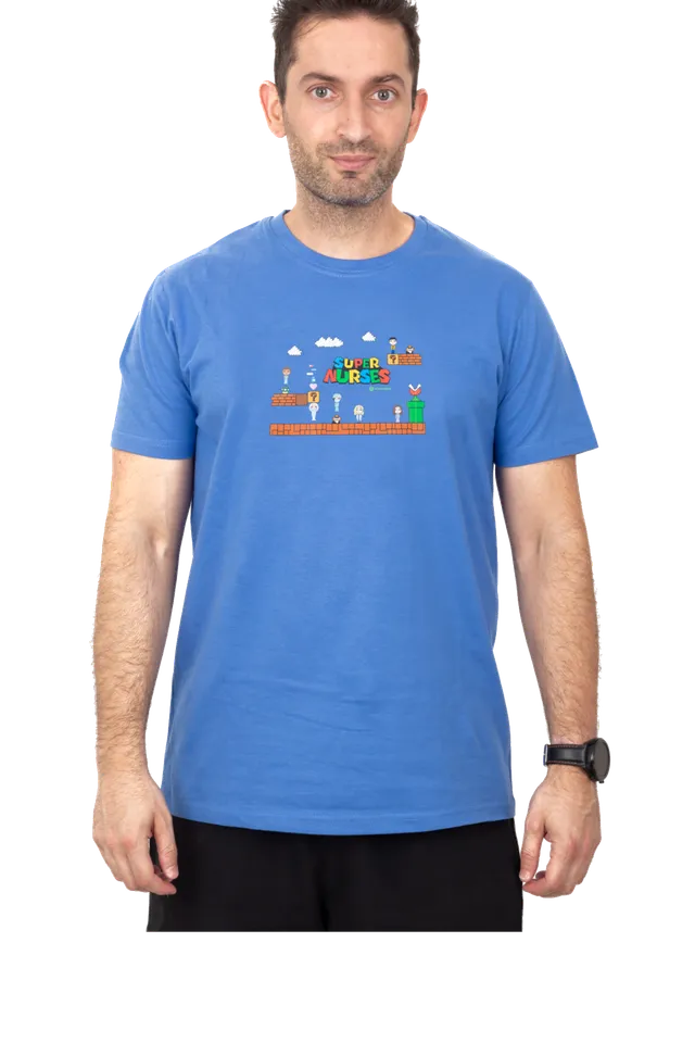 Enfermania Ropa T-shirt homme bleu classique taille L