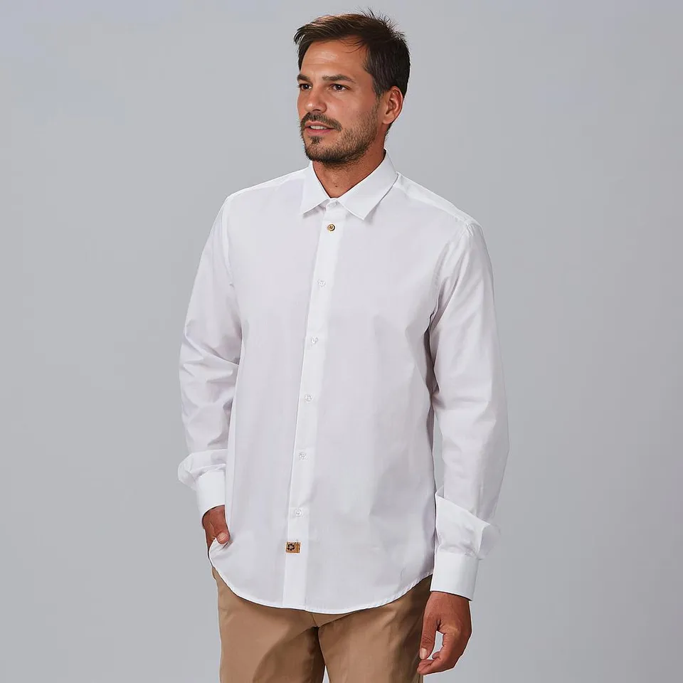 GARY'S Eliseo Slim Fit chemise homme blanc recyclé