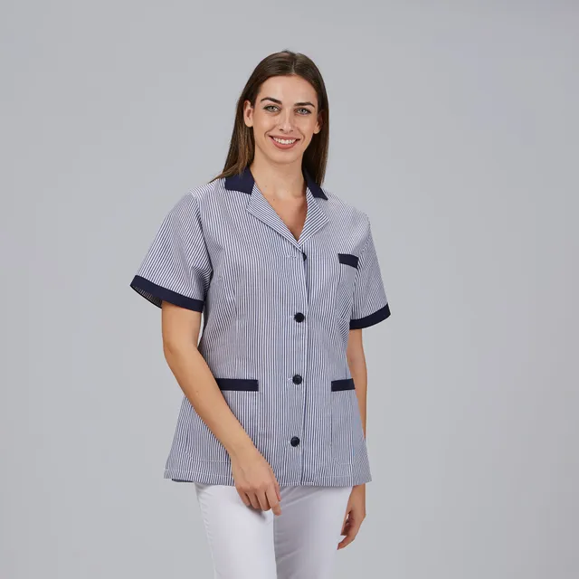 Gary's Robes blouse médicale femme Vichy marine manches courtes