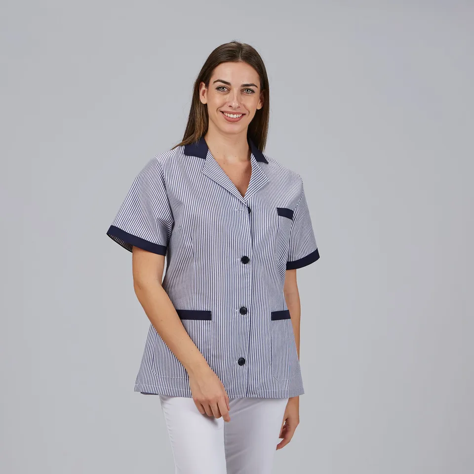 Gary's Robes blouse médicale femme Vichy marine manches courtes