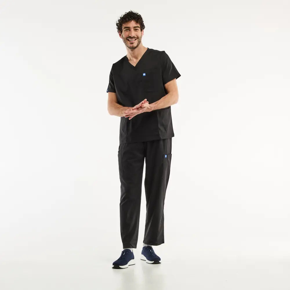 Aelin LUCA tenue médicale homme noir col V stretch