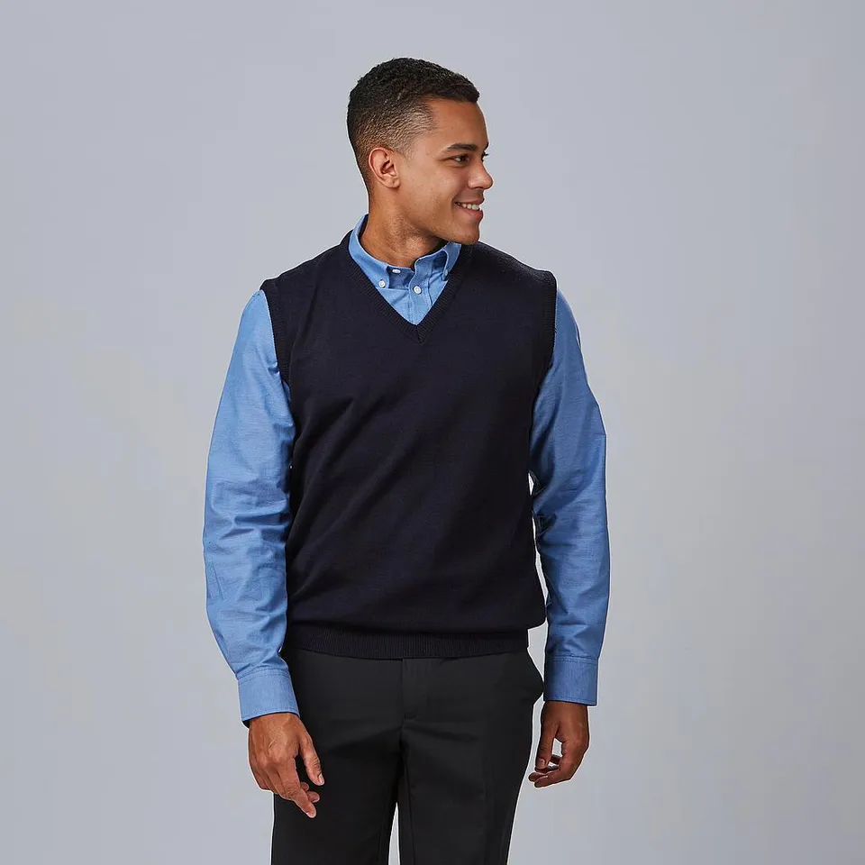 Gary's Pull Col V Homme Noir Sans Manche Travail