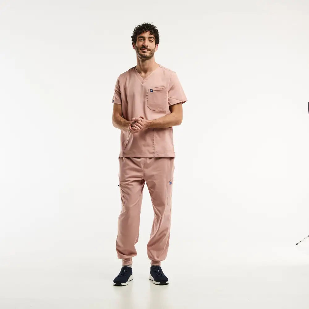 Aelin LUCA Jogger tenue médicale homme rose clair tunique