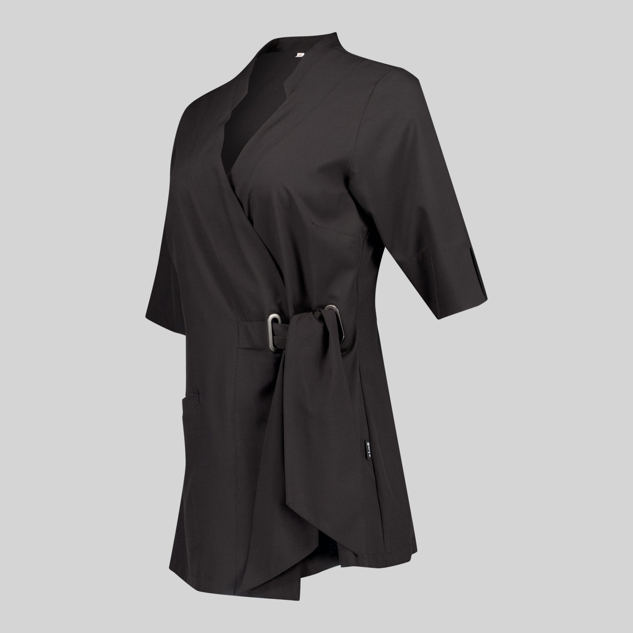 GARY'S Bugula blouse travail croisée noire manches 3/4