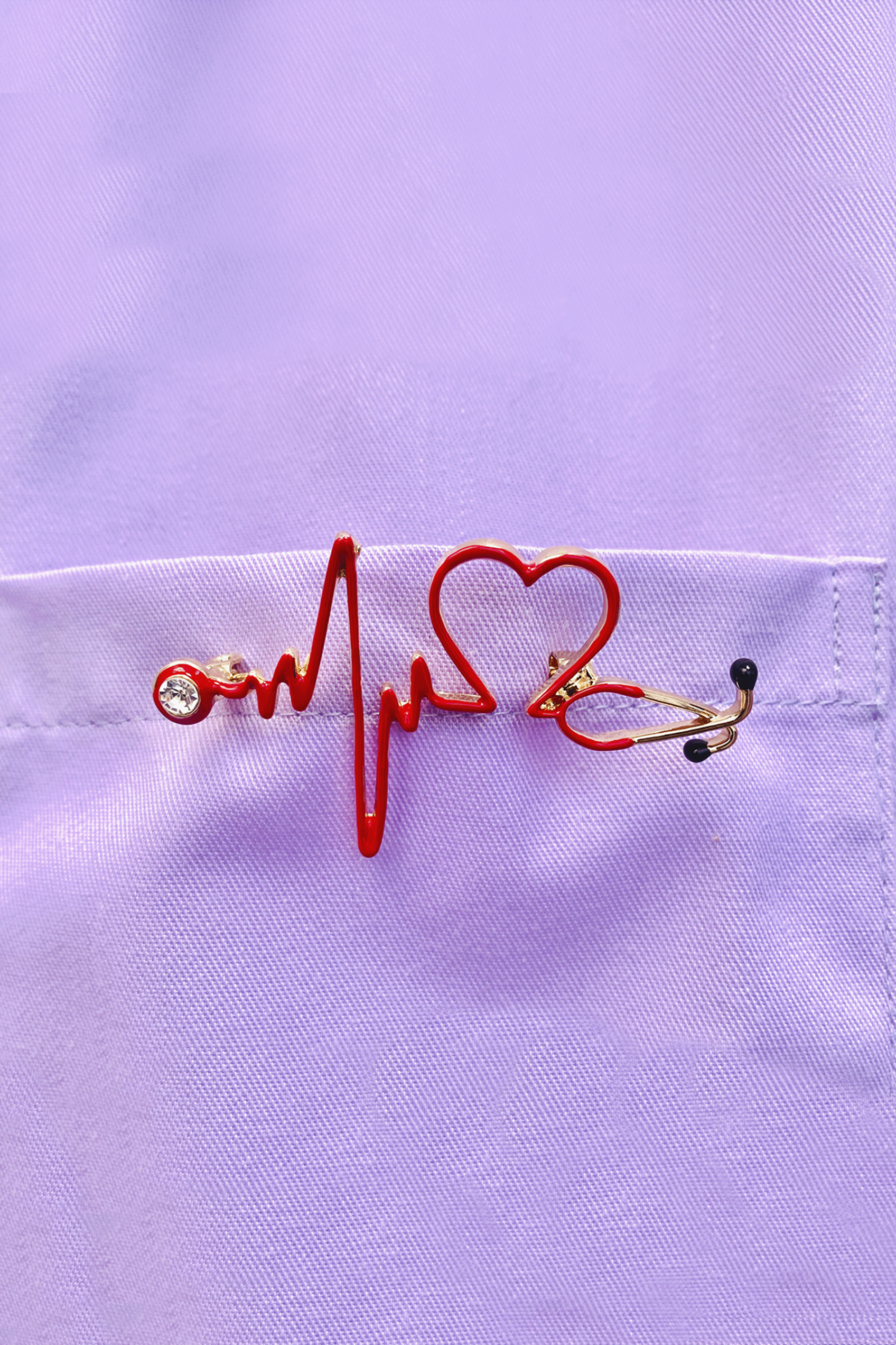 Enfermania Regalos broche ECG rouge coeur emaille