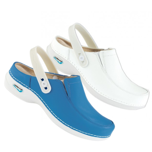 Enfermania Wash'Go sabot de travail cuir blanc lavable - Taille 40