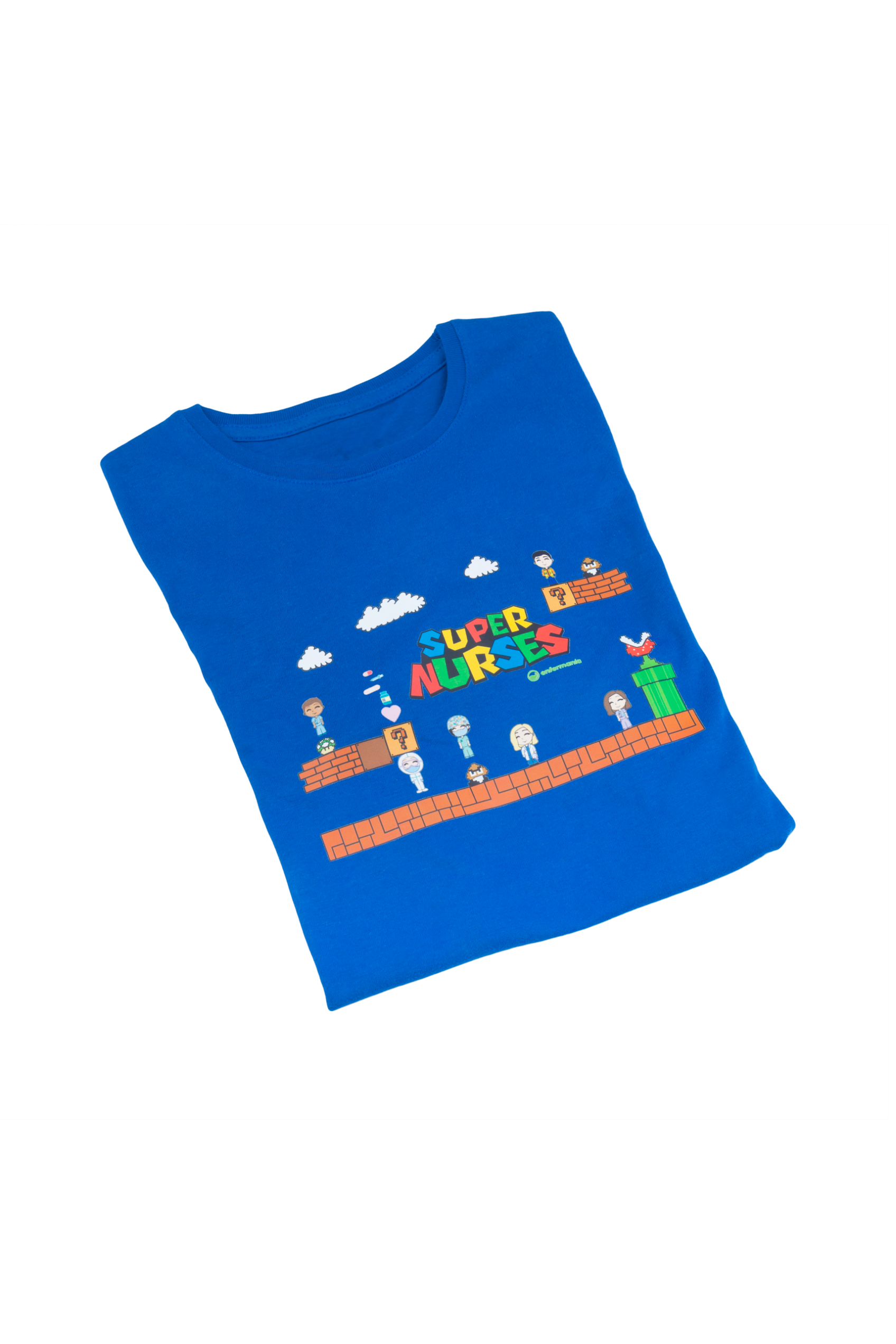 Enfermania Ropa t-shirt femme bleu royal imprimé sanitaire