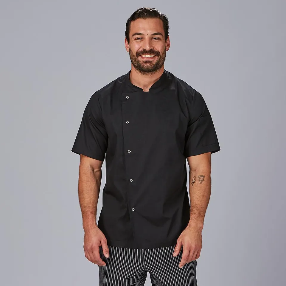 GARY'S Luque veste cuisine unisexe col mao blanche manches courtes
