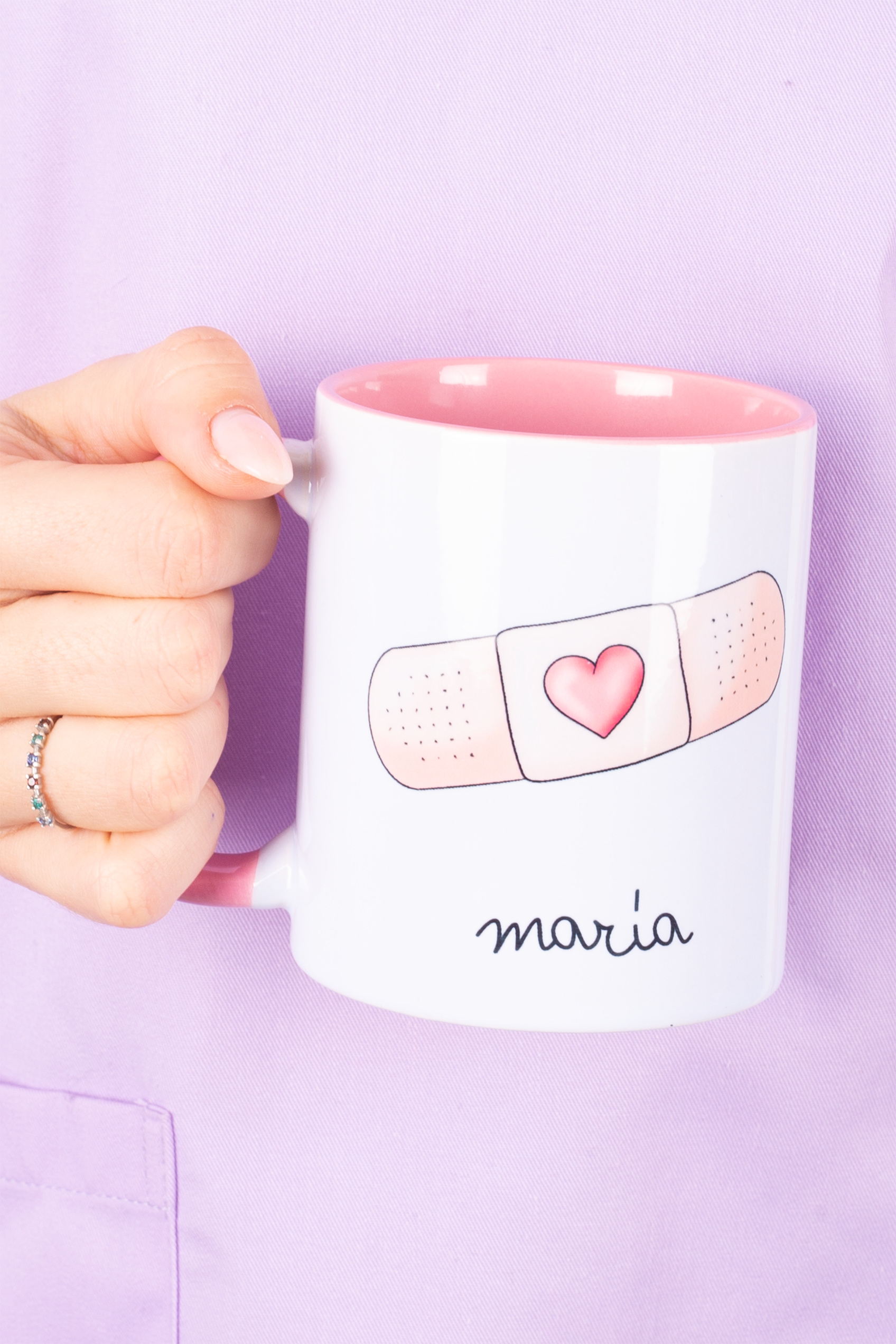 Enfermania Tirita mug céramique rose 350 ml personnalisable