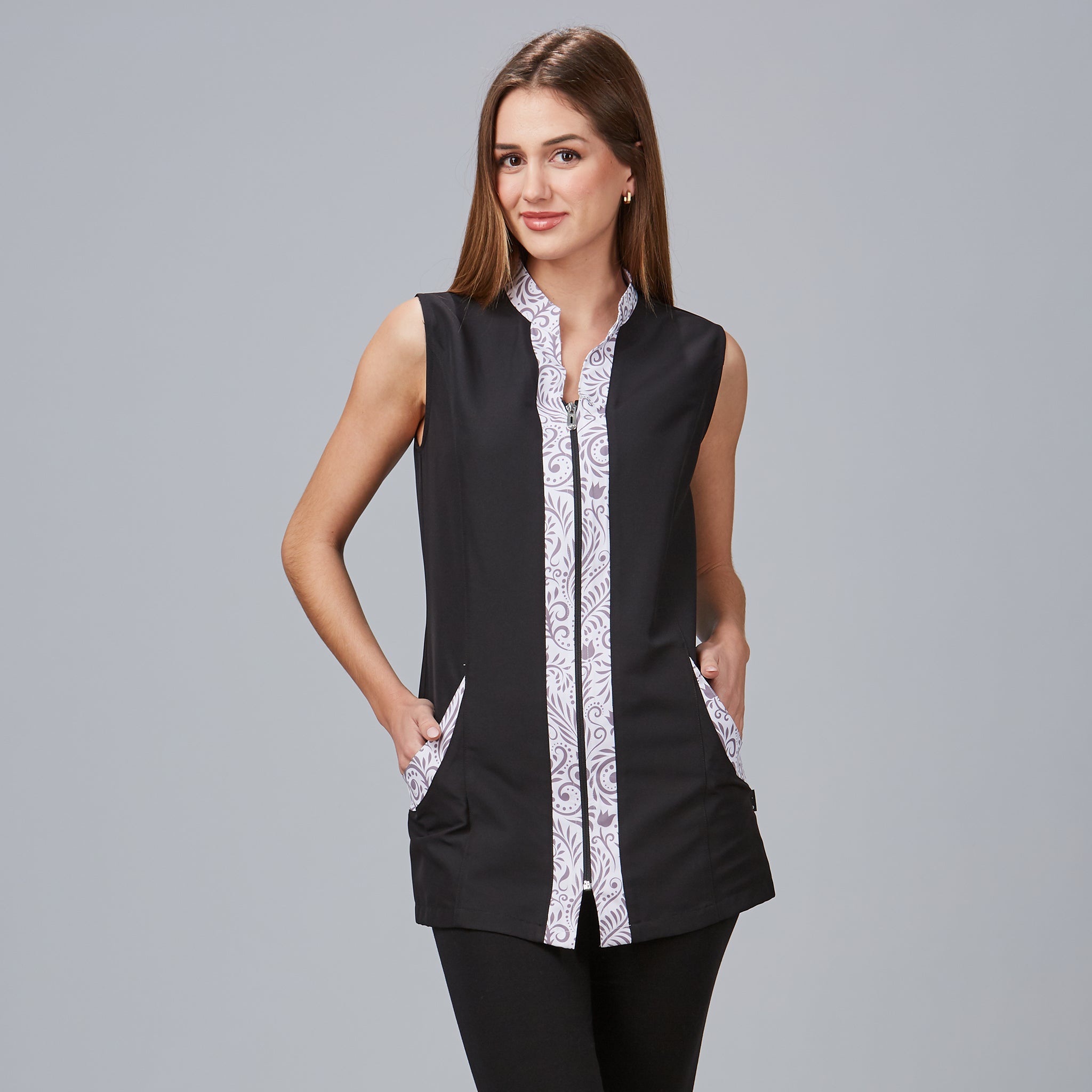 GARY'S Silene blouse femme noire sans manches microfibre