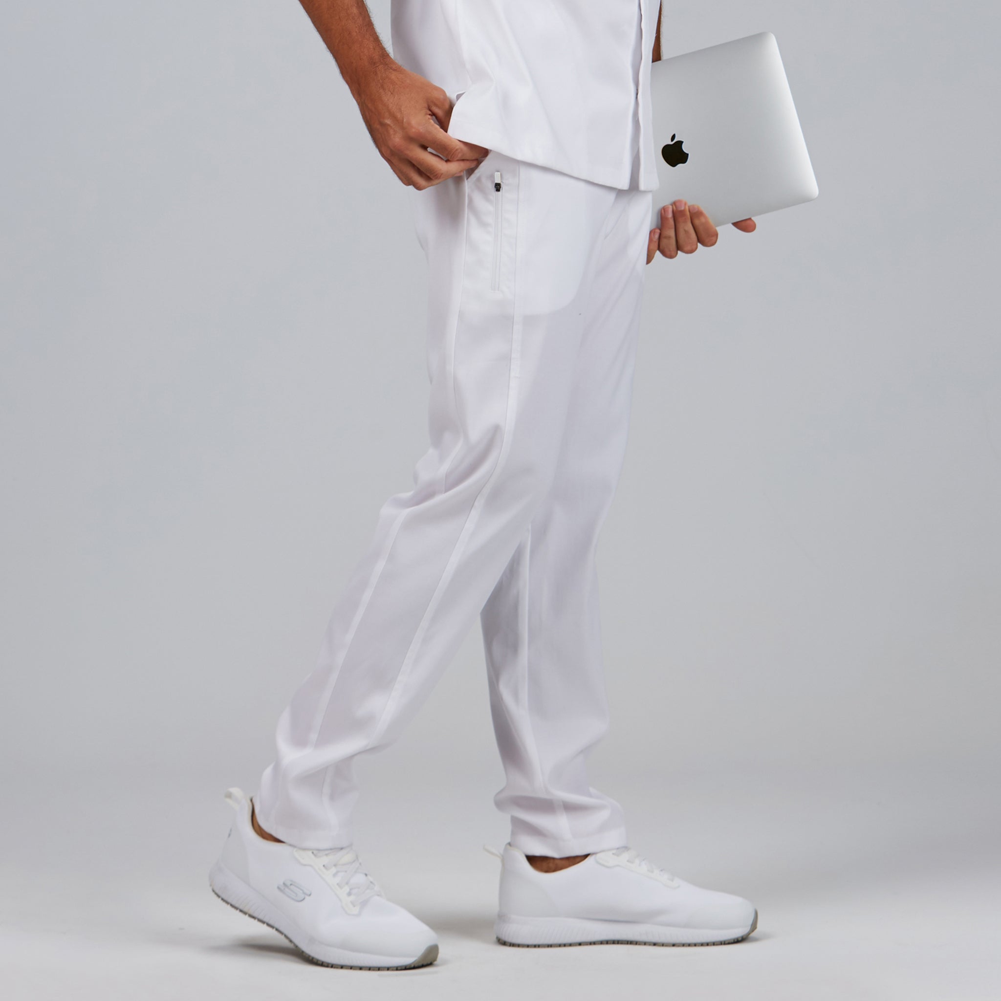 Gary's Pants pantalon travail blanc zip latéral unisexe